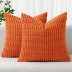 MIULEE Pack of 2 Orange Corduroy Decorative Pillow Covers 20x20 Inch Soft Boho by MIULEE