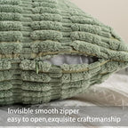 Pack of 2 Corduroy Decorative Throw Pillow Covers 20x20 InchSoft Boho Striped - Image 2