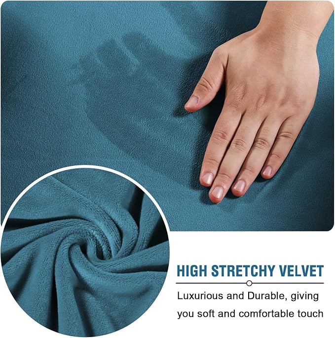 H.VERSAILTEX High Stretch Sofa Slipcover 4 Piece Cover Velvet Furniture - Image 5