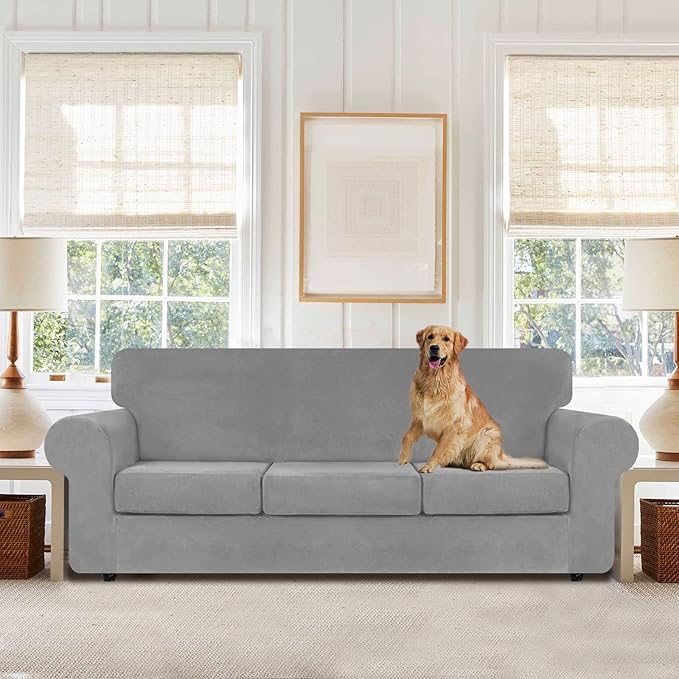 WEERRW 4 Pieces Velvet High Stretch Couch Covers - Image 2