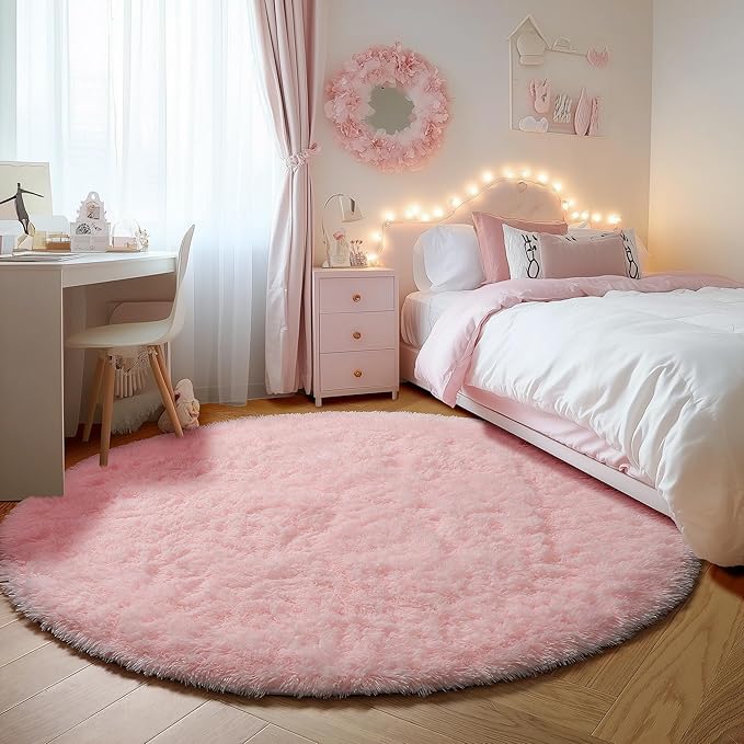ONASAR Light Pink Round Area Rugs 4ft - Image 4