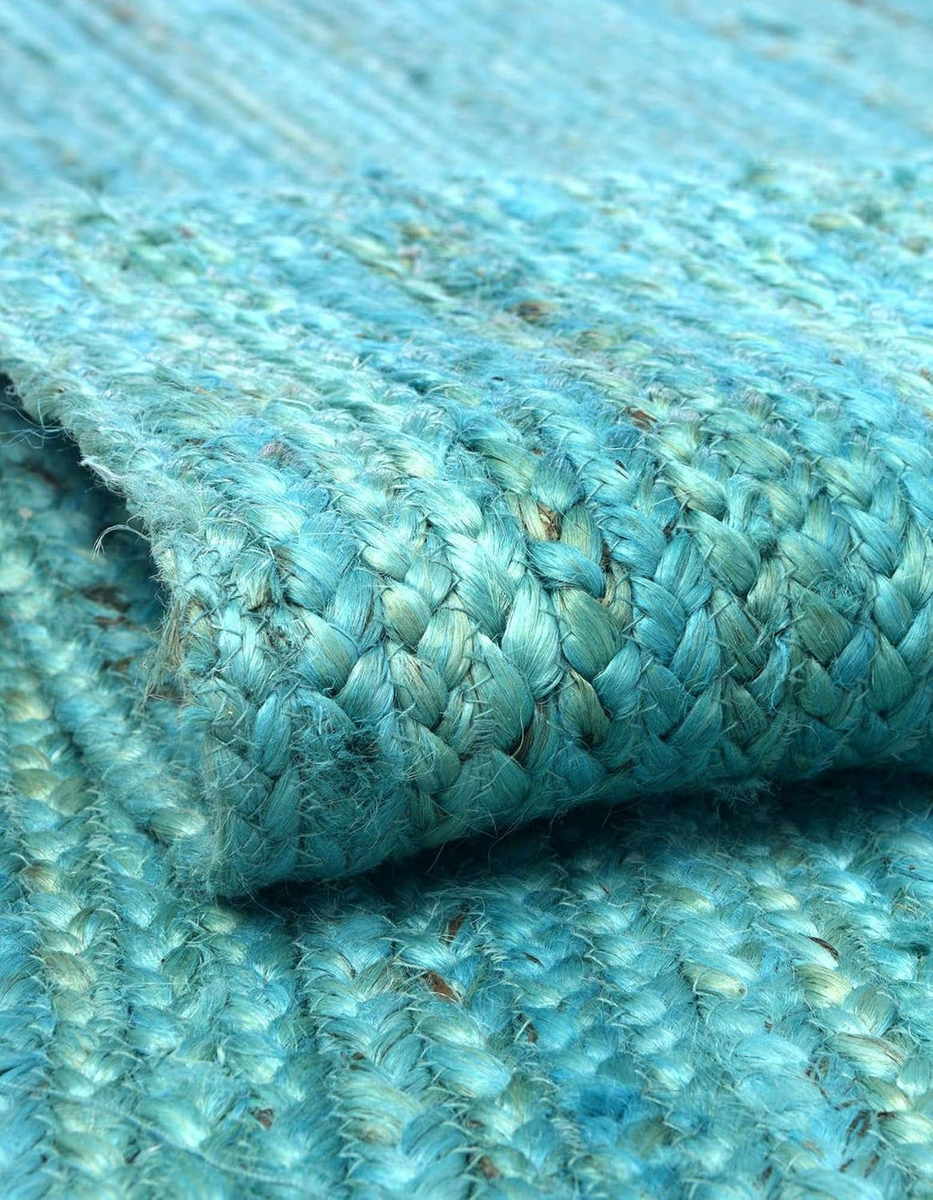 Unique Loom Braided Jute Collection Area Rug - Dhaka (9' x 12' Rectangle, Turquoise)