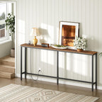 MAHANCRIS 70.9'' Console Table with Power Outlet, Narrow Sofa Table with Charging Station, Skinny Behind Couch Table for Entryway, Hallway, Foyer, Living Room, Rustic Brown CTHR18E01Z1