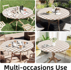 Smiry 57"-68" Picnic Table Cloth, Flannel Backed Vinyl Fitted Tablecloths