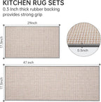 eqivei Kitchen Rugs and Mats Non Skid Washable Set of 2 PCS, Absorbent Runner - Image 2