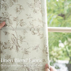 jinchan Linen Floral Curtains for Living Room 84 Inch Length Taupe Printed - Image 6