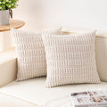 Pack of 2 Corduroy Decorative Throw Pillow Covers 18x18 Inch Soft Striped by Unknown
