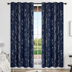 Deconovo Blackout Curtains, Thermal Insulated Soundproof Drapes, Branch Silver - Image 2