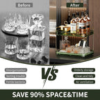 Seoneiro Whiskey Tray, Glass Cup Rack, Mug Holder, Coffee Cup Organizer, Bathroom Countertop Organizer with Drain Board Wine Glass Decorative, Food Tray, Kitchen Spice Rack