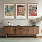 Large Framed Matisse Abstract Canvas Wall Art for Living Room, 3 Piece