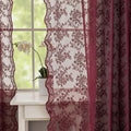 YJ YANJUN Vintage Lace Curtains 54 Inch Length-Victorian Floral Pattern Red by YJYANJUN