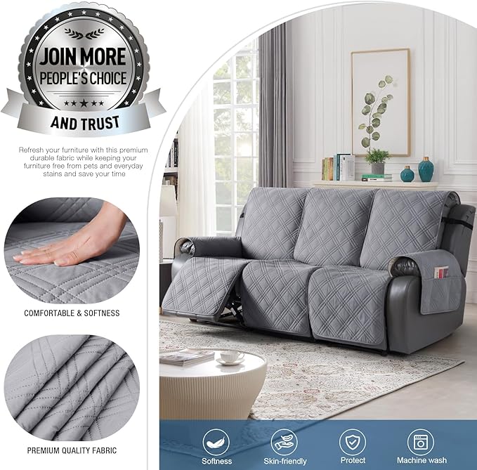 TAOCOCO 100% Waterproof Recliner Sofa Cover, Non Slip Split Couch Covers - Image 2