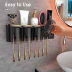 iHave Toothbrush Holders for Bathrooms Wall Mounted with Dispenser & 4 Cups