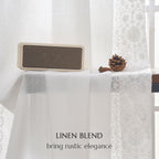 jinchan Floral Lined Linen Curtains Embroidered Back Tab 54Wx84L 2 Panels