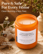M&SENSE Cranberry Orange Spice Scented Candle for Fall Holiday Home Decor