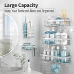 5 Pack Shower Caddy for Inside Shower,Chrome Silver Bathroom Storage
