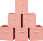 Stero 13x13x13 Inch Fabric Storage Bins 6 Pack Fun Colored Durable Storage Cubes with Handles Foldable Cube Baskets for Home, Kids Room, Closet and Toys Organization Peachpuff