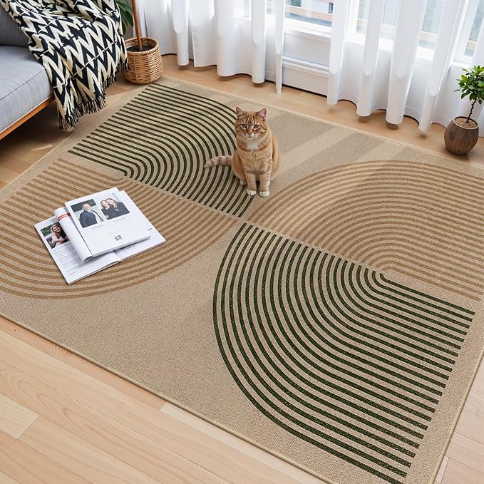 Lahome Enfys Modern Rainbow Easy Jute Office Rug, Washable Rugs 4x6 - Image 6