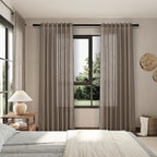 Dark Taupe Linen Curtains 84 Inch Length 2 Panels - Image 7