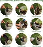 11Pcs Succulent Tools, Mini Garden Tools, Plant Repotting Set(No Flowerpot)
