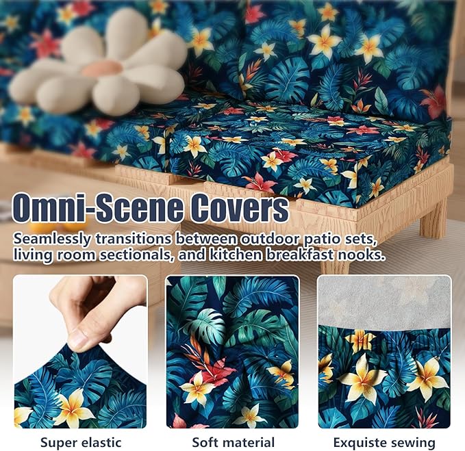 8Pcs Stretch Patio Cushion Covers, Outdoor Couch & Sofa Replacement Slipcovers - Image 4