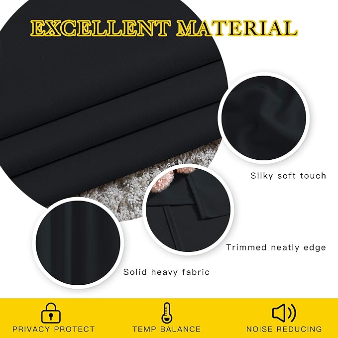NICETOWN Black Blackout Curtains 36 inch Curtains - Image 4