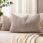 decorUhome Oatmeal Chenille Throw Pillow Covers 12x20 Set of 2 Textured Soft by decorUhome