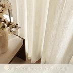 Faux Linen Beige Curtains 120 inches Long - Image 3