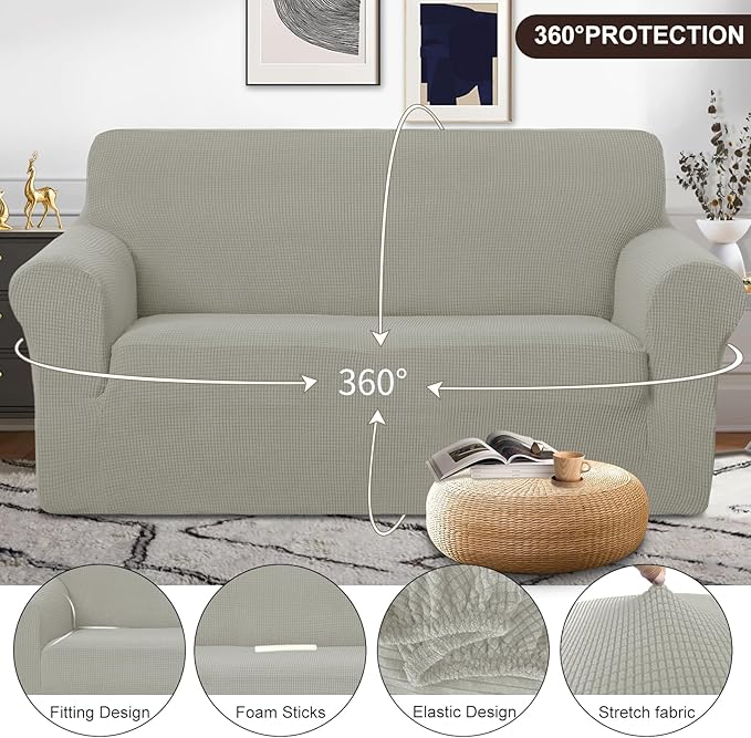 U-NICE HOME Oversized Stretch Loveseat Couch Cover Sofa Covers Washable Sofa - Image 3