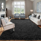 ONASAR Black Area Rugs for Living Room Bedroom, 5x8 Fluffy Shaggy Rug, Soft - Image 4