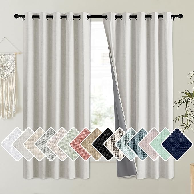 NICETOWN Snowbound Vintage Linen 100% Blackout Curtains by NICETOWN