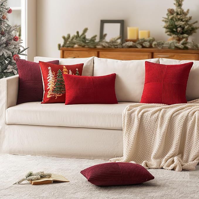 MIULEE Christmas Red Decorative Lumbar Throw Pillow Covers 12x20 Inch - Image 4