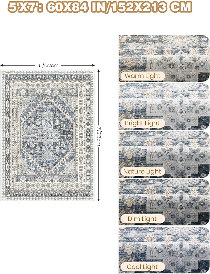 Area Rugs 5x7, Ultra-Thin Washable Rugs - Image 2