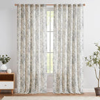 jinchan Linen Blend Curtain Floral Curtains - Image 2
