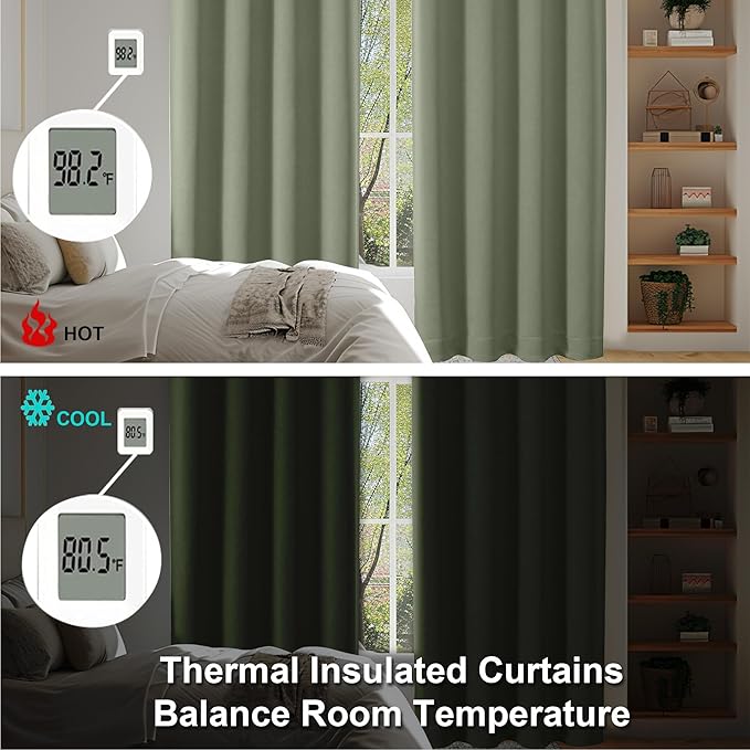 Simplebrand Ava Sage Green Short 36 Inches Blackout Curtain 2 Panels Set - Image 6
