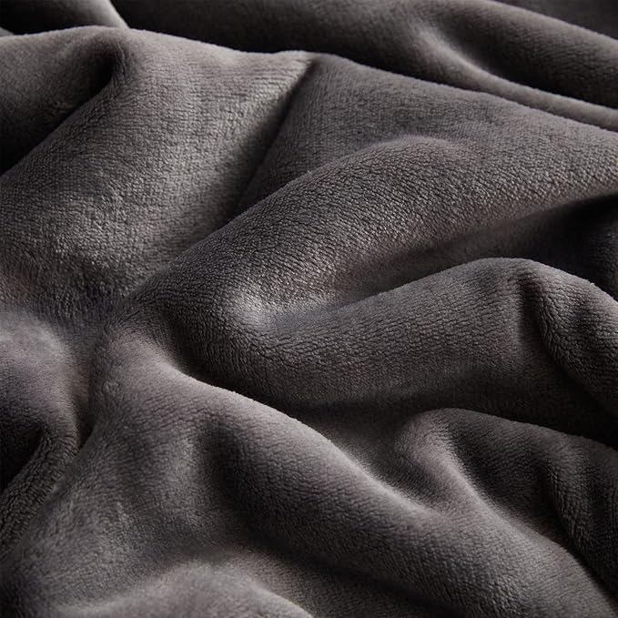 KMUSET Fleece Blanket Dark Grey Queen Size Lightweight Cozy Plush Microfiber - Image 5