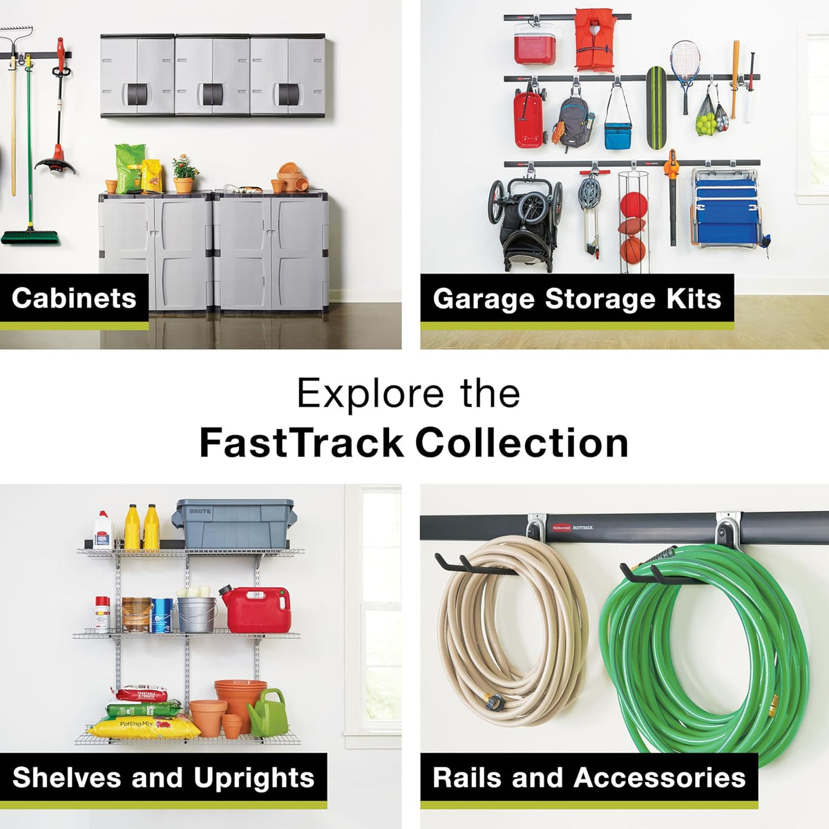 Rubbermaid Fasttrack Wall Mounted Storage and Organization System Rail Horizontal 48" 2-Pack Holds up to 1750 pounds Each Rail for Home/Garage Storage and Organization