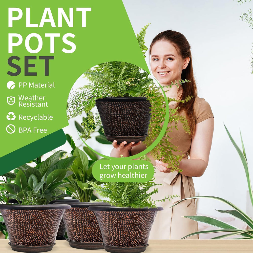 12 Inch Pots for Plants,4 Pack Large Flower Pots with Drainage Hole