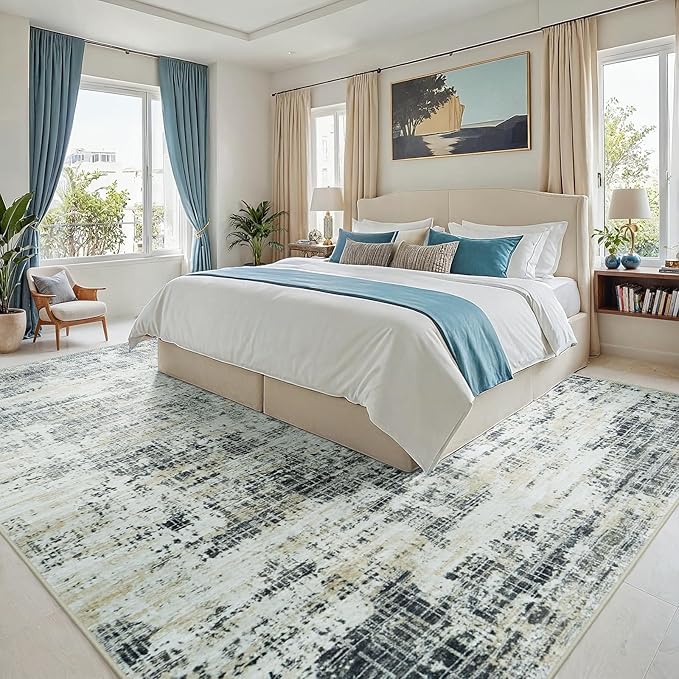 6x9 Area Rugs for Living Room Washable Rug: Anti-Skid Abstract Modern Living - Image 2