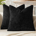 MIULEE Decorative Couch Throw Pillow Covers 18x18 Inch Black 2 Pack