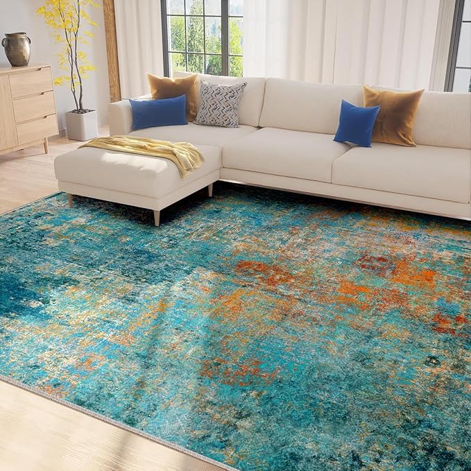 Washable Area Rugs 7'x9' Non-Slip Modern Abstract Soft - Image 7