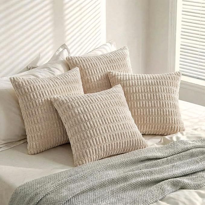 Fancy Homi 4 Packs Tan Decorative Throw Pillow Covers 18x18 Inch - Image 8