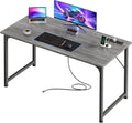 PRAISUN 47 X 20 Inch Computer Desk, Power Outlets, USB-C, Grey