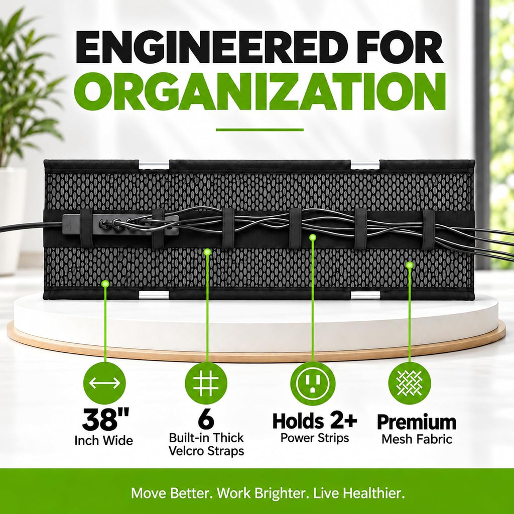 Perfect Posture Mesh Cable Management Tray Under Desk Cord Organizer - 38"