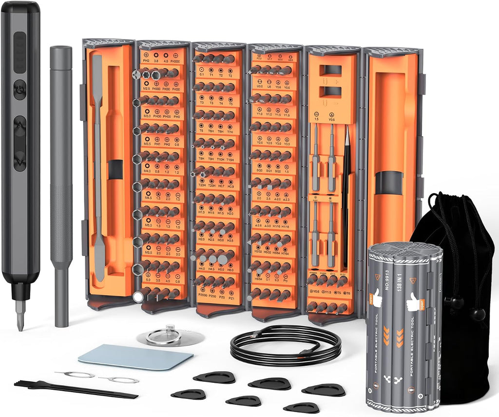 138-IN-1 Electric Screwdriver Set Cordless with 120 Precision Bits