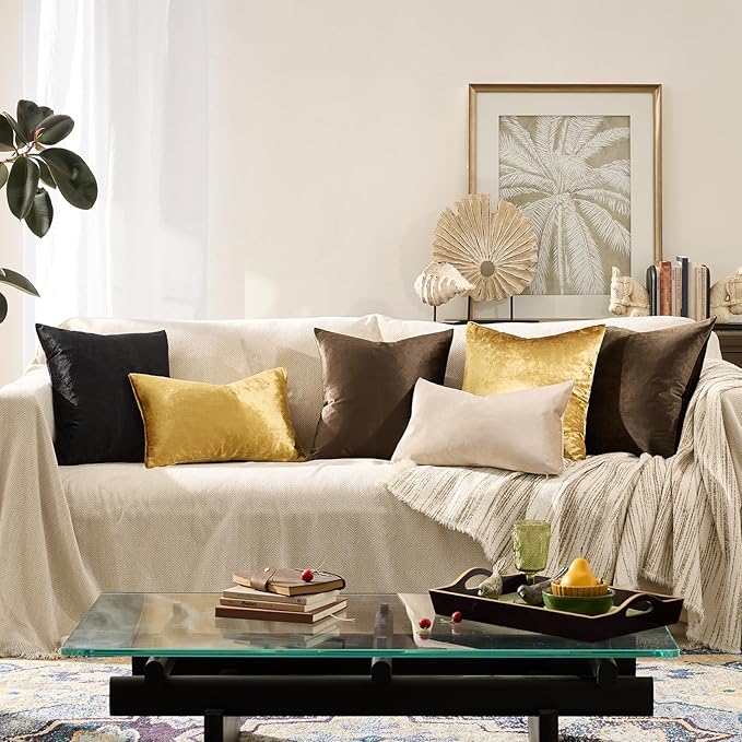 GIGIZAZA Brown Velvet Pillow Covers 22x22, Square Solid Throw Pillow Covers - Image 8