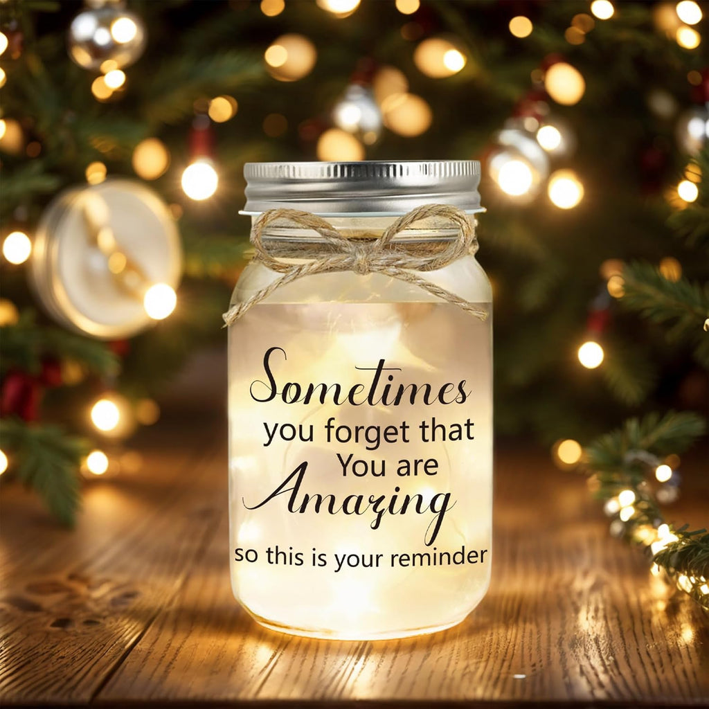 Inspirational Gift Ideas - Mason Jar Night Lights, Thank You Gifts for Women Men Friends, Thank You Christmas Gift for Women Friendship Graduation Employee Coworkers
