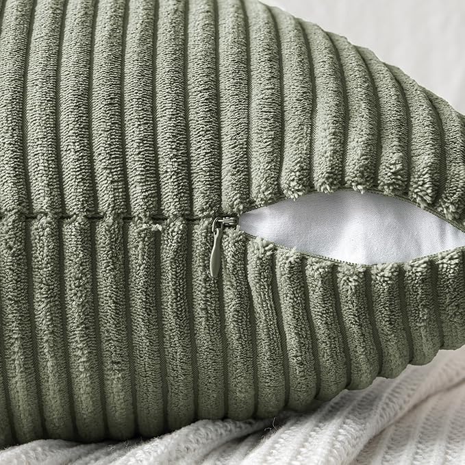 MIULEE Light Olive Green Decorative Throw Pillow Covers 18x18 Inch - Image 3