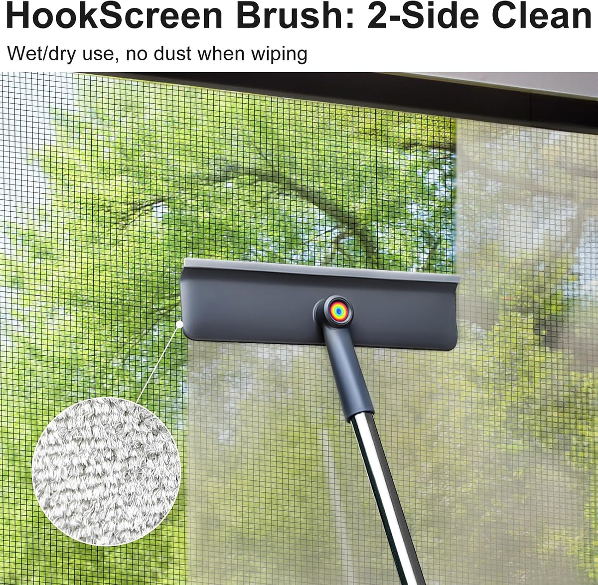 3-in-1 Window Squeegee for Home - 60" Window Cleaning Kit with 3 Microfiber Cloths & Screen Brush, All-in-1 Cleaner Tool for Outdoor Windows, Glass Door & Screens, Lightweight & Easy Storage
