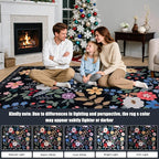 Round Area Rug for Living Room: 6 ft Floral Washable Circle Rug Soft Boho - Image 9